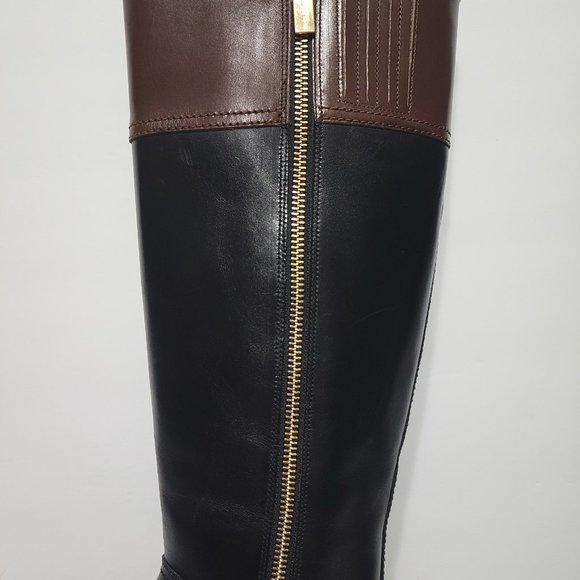 Michael Kors Stockard Two Toned Black Tall Leather Riding Boot Women’s Size 6.5M - Picture 8 of 16